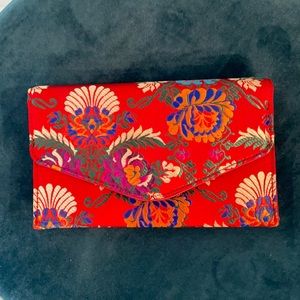 Brocade satin clutch